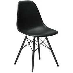 Vitra Stuhl Eames Plastic Side Chair RE 46.5x83x55 cm tiefschwarz, Gestell: Ahorn schwarz, Designer Charles & Ray Eames
