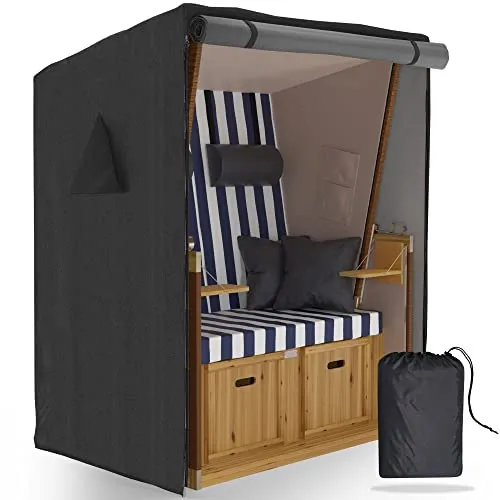 SANZARO Strandkorb Schutzhülle winterfest 135 cm - Abdeckhaube für Strandkörbe, reißfest, wasserabweisend und UV-beständig, schützt Ihre Gartenmöbel optimal vor Witterungseinflüssen.