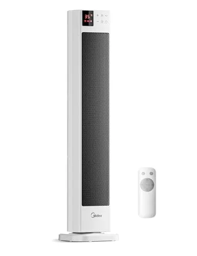 Midea Heizlüfter Turm-Heizlüfter NTH20-22GR, 2000 W - Schnelles Aufheizen - Heizlüfter, 2000 W mit schneller 3-Sekunden Aufheizzeit und breiter Heizabdeckung für Räume bis 30 m². Ideal für Schlafzimmer und Wohnzimmer, leise im Betrieb und sicher mit Überhitzungsschutz.