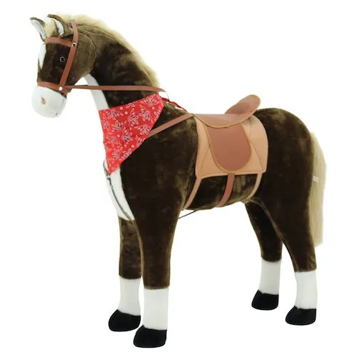 Sweety Toys 10332 Plüsch Pferd Taycan - Riesen Stehpferd - Stabiles, 105 cm großes Stehpferd in braun-chocolate mit Sound, ideal für kleine Reiter bis 80 kg. Perfekt für stundenlangen Spielspaß!