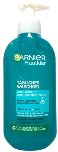 Garnier Hautklar Gesichtsreinigung für unreine Haut - Gesichtsreiniger für unreine Haut mit Salizylsäure und Zink, antibakteriell und porenverfeinernd. Ideal für tägliche Anwendung gegen Pickel und Unreinheiten.