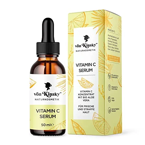 Bio Vitamin C Serum - Pickelmale Pigmentflecken - 50ml - Feuchtigkeitsspendend mit Anti Aging Effekt - Skincare Face - Made in Germany - von Kinsky