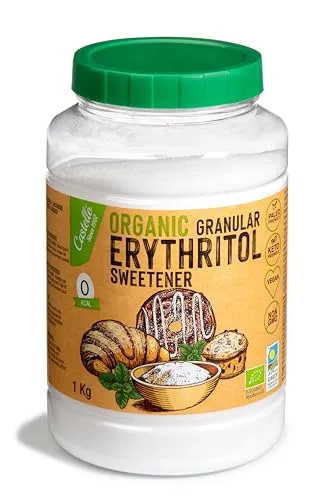 Natürliches Erythrit Bio Organic | 10g = 7g Zucker | Zuckerersatz - Keto und Paleo - 0 Glykämischer Index - Kalorienfreier - 0 Netto-Kohlenhydrate - Keine GVO - Castello since 1907-1 kg