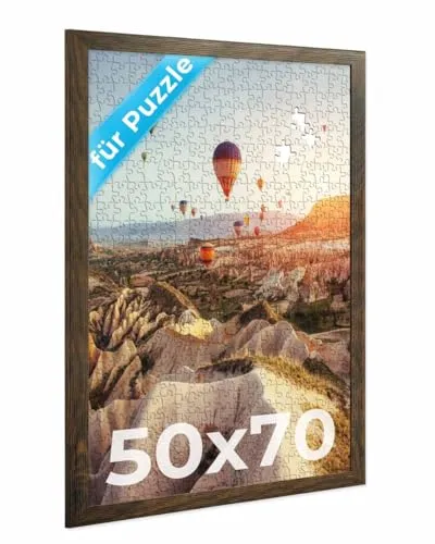 PHOTOLINI Bilderrahmen für Puzzle 50x70 cm - Stabiler Wechselrahmen aus MDF-Holz zur kreativen Präsentation deiner Puzzle. Inkl. Zubehör für eine persönliche Wandgestaltung. Flexibel kombinierbar für individuelle Galerie-Ideen – ideal für 500-1.000 Teile.