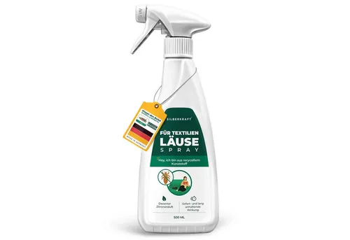 Silberkraft Läusespray für Textilien – Effektives Umgebungsspray gegen Läuse - Anti-Läusesprays – Unser Zitronenduft Spray wirkt effektiv gegen Läuse und ist textilfreundlich, ideal für Sofas, Teppiche und Kuscheltiere, ohne schädliche Chemikalien.