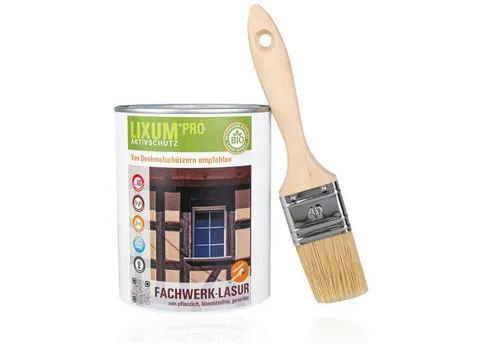 LIXUM PRO Biologische Fachwerk Lasur - Ökologische Holzlasur für Fachwerk und denkmalgeschützte Gebäude, mit Langzeitwirkung und ohne chemische Inhaltsstoffe. Nur 1 Anstrich nötig für natürlichen Schutz und sichtbare Holzstruktur.