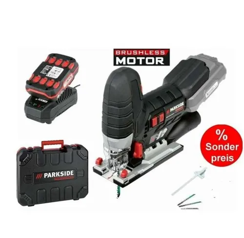 Parkside Performance PSSPA 20-Li Akku-Stichsäge X20V Team - Akku-Stichsäge mit 2 Ah Akku und Ladegerät, ideal für präzise Schnitte in Holz und Metall, perfekt für DIY-Projekte.