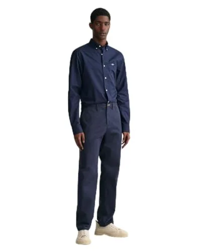 GANT Herren Regular Twill Chinos - Klassische Hose in Marine, 34W / 34L - Wanderhosen mit hohem Baumwollanteil für optimalen Tragekomfort und Atmungsaktivität, ideal für Outdoor-Aktivitäten.