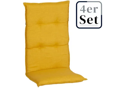 Green Spirit Polsterauflage Brovine Gelb - 4er Set - Bequeme Hochlehnerauflagen (4er Set) von Green Spirit® in elegantem Gelb. Mit wasser- und fleckabweisendem Bezug, ideal für Garten- und Terrassenstühle. Maße: 118x50x6 cm.