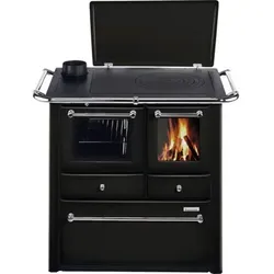 Wamsler K85 F Küchenofen Anthrazit - Holzherd mit Backfach links - Kamine: Energieeffizienter Holzherd mit A+ Klasse, 35L Backfach und 6kW Heizleistung für gemütliche Wärme und köstliche Gerichte.