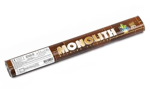 Rutil-Zellulose-Elektroden 3,2 mm - 1,0 kg (E420RC11) von Monolith - Hochwertige Universalschweißelektroden für manuelles Lichtbogenschweißen, geeignet für verschiedene Metallverbindungen; einfache Handhabung und hohe Zündfähigkeit für präzise Ergebnisse.