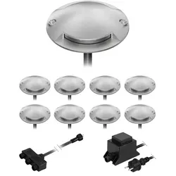 ledscom.de LED Boden-Aufbau-Leuchte Bunda, 2-flammig, befahrbar, warm-weiß, 9er Set - Die Bunda 2-Beam Boden-Aufbauleuchte bietet eine blendfreie Beleuchtung und ist dank hochwertigem Aluminium wetterfest. Perfekt für Einfahrten und Gartenwege, mit einfachem NEMO Stecksystem für schnelle Installation.