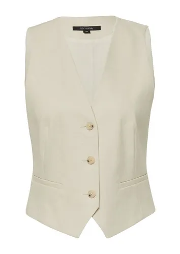 comma Funktionsweste beige 44 EU - Funktionsjacke aus leichter Viskose-Polyester-Leinen-Mischung, atmungsaktiv und pflegeleicht – ideal für aktive Tage!