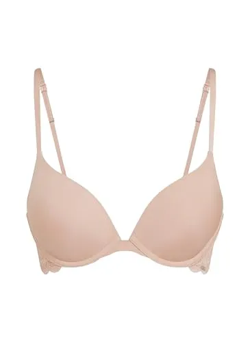 Hunkemöller Push-up-Bügel-BH Angie - tan - 70D - Eleganter Push-up-Bügel-BH aus feinem Material mit zarter Spitze. Der Push-up-Effekt verleiht ein volles Dekolleté. Träger verstellbar für vielseitige Trageoptionen. Perfekt kombinierbar mit passenden Slips!