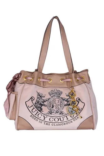Juicy Couture Daydreamer L Shopper Beige - Stilvoller Begleiter - Elegante Handtasche aus hochwertigem Samtgewebe in Beige, ideal für den täglichen Gebrauch und bietet ausreichend Platz für Ihre Essentials.
