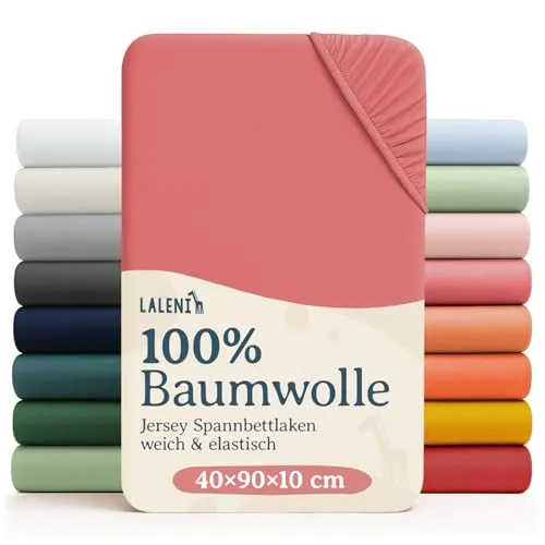 Laleni Jersey Spannbettlaken, 40x90cm, für Baby Beistellbett & Stubenwagen, 100% Baumwolle, Oeko-TEX Zertifiziert, 2er Set, Coral