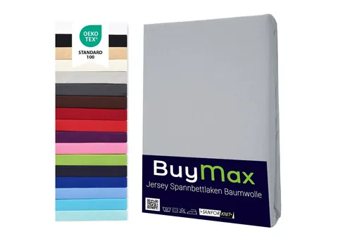 Buymax Spannbettlaken Buymax Jersey aus 100% Baumwolle, Jersey, Gummizug: Rundumgummi, (1 Stück), Pflegeleicht und Atmungsaktiv in Verschiedenen Farben und Größen
