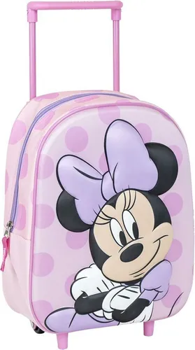 CERD LIFE S LITTLE MOMENTS Unisex Kinder Trolley 3D Rucksack Minnie - Rosa, ideal für Schule und Abenteuer mit verstellbarem Griff und robustem Material