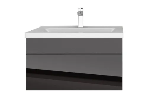 Aileenstore Badmöbel-Set Island 60, 2-teilig - Moderne Badmöbel-Sets in hochglänzendem Schwarz, inklusive Keramik Waschbecken und optimalem Stauraum durch Push-to-open Türen für ein elegantes Badezimmer.
