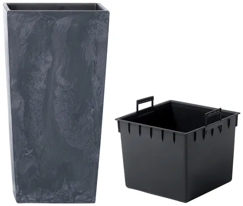 Prosperplast Pflanzkübel Urbi Square Effect, anthrazit, 49 l - Stylischer Pflanzkübel aus UV-beständigem Polypropylen mit 49 l Fassungsvermögen. Optimal für drinnen und draußen, Maße: 32,5x32,5x61 cm. Ideal für kreative Garten- und Balkonideen.