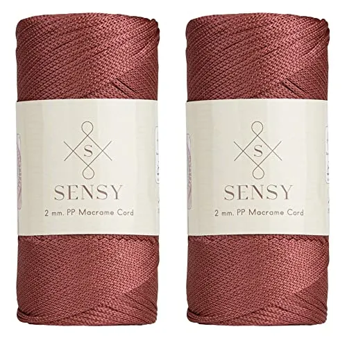 Garnstrange Sensy Premium 2 mm 230 Meter Polyester-Seil, 100% Polypropylen-Kordel Makramee-Kordel 2 mm Häkeltasche Kordel Makramee Seil Häkelgarn Geschenk für Strickwaren (Staubrosa) 2
