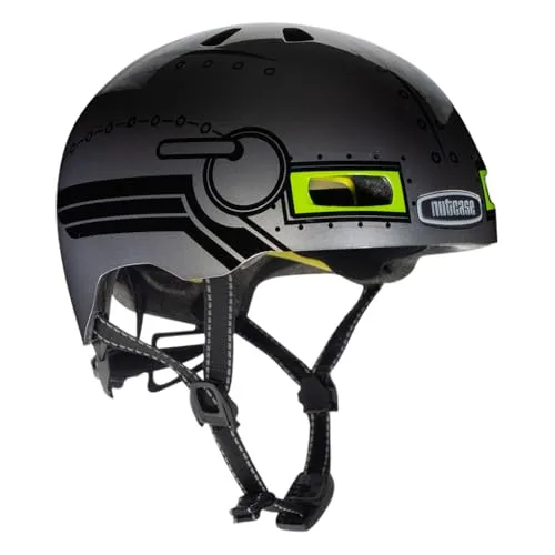 Nutcase Kinder Fahrradhelm Little Nutty Gloss, Robo Boy, 48-52 cm - Fahrradhelme mit MIPS-Technologie für erhöhten Schutz, 11 Belüftungsschlitze für optimale Luftzirkulation und Fidlock Magnetverschluss für einfaches An- und Ausziehen.