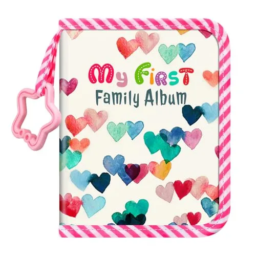 Fintie Baby Fotoalbum 4x6 Zoll, 18 Fotos Mein erstes Familienalbum Buch mit weichem Stoffeinband & Haken für Neugeborene/Kleinkinder/Kinder/Baby-Dusche-Erinnerung-Geburtstagsgeschenke, Regenherzen