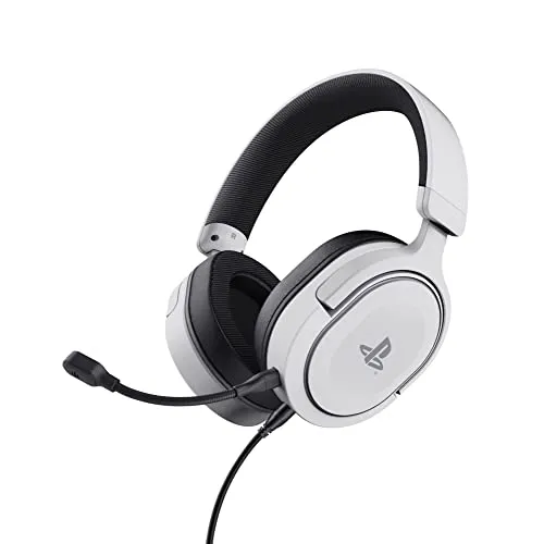 Trust Gaming Headset GXT 498W Forta - Offiziell lizenziertes PS5/PS4 Headset mit 50mm-Treibern, abnehmbaren Mikrofon und nachhaltigem Design für umweltbewusstes Gaming
