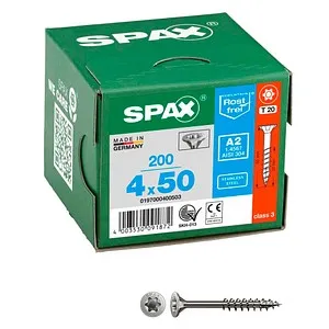 SPAX Universalschrauben T20 Senkkopf Edelstahl A2 0197000400503 4 mm x 50 mm, 200 St.
