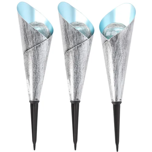 EZ SOLAR LED Taschenlampe 3 Stück - Vintage Gartenleuchte mit Solar - Elegante Solar-Gartenleuchte im Vintage-Design aus cracked Glass. Ideal für stimmungsvolle Beleuchtung im Garten. Einfache Installation ohne Kabel.