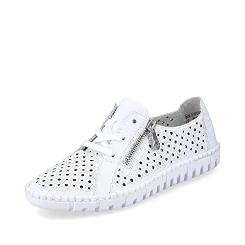 Rieker Damen Low-Top Sneaker M2300 - Bequeme Freizeitschuhe für jeden Tag - Damen-Sneaker aus Glattleder mit flacher Laufsohle und praktischem Reißverschluss, ideal für lässige Outfits und den ganzen Tag Komfort.