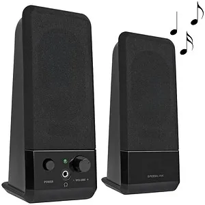 Speedlink PC-Lautsprecher Event SL-8004-BK, 10 Watt 2.0 Stereo - Lautsprecher für detailreichen Klang mit 10 Watt Leistung. Ideal für klaren Sound im Home Office oder beim Gaming. Inklusive praktischen Lautstärkeregler und Kopfhörerausgang.