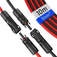 hb-digital 2x 10m Solarkabel 6mm² mit Solarstecker - Hochwertiges Solarkabel für Photovoltaikanlagen, UV-beständig und temperaturbeständig von -40°C bis +90°C, ideal für effiziente Solarinstallationen.
