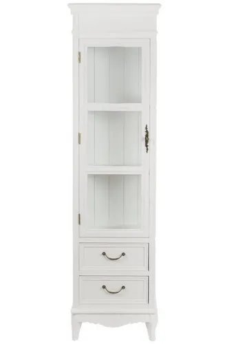 Wohnando Vitrine Schmaler Vitrinenschrank "Melody" im modernen Shabby Landhaus Mix 30x45x170 cm, elegant, für Deko und Aufbewahrung, Wohnzimmer