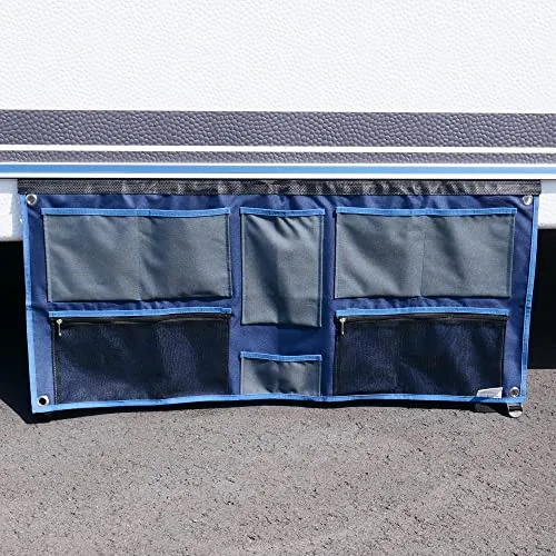 your GEAR Caravan Organizer – Hängeregal/Hakenleiste für Wohnwagen 45-140 cm | Varianten Pocket, Shoe, Tablet, Wide, Mesh, Hook | Camping Aufbewahrung 4-12 Fächer (Wide | 45 x 100 cm | 6 Fächer)