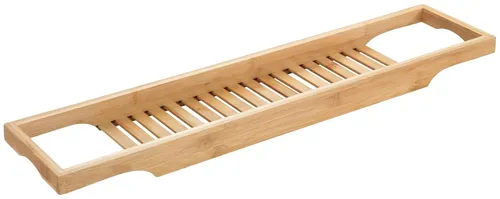 WENKO Badewannentablett Bambusa - Hochwertige Bambus Wannenablage, nachhaltig und ideal für Bücher und Gläser während des Badens, 70 x 4,5 x 16 cm