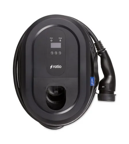 Ratio Electric Solid Wallbox (Typ 2, 22 kW, 32 A) - Wallbox für schnelles Laden mit 22 kW und 32 A, ideal für Zuhause oder Unternehmen, fest verdrahtet für maximale Sicherheit.