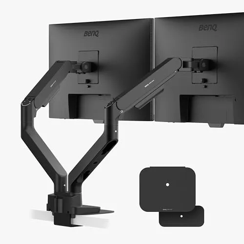 BenQ BDH01 Dual-Monitorarm – Stabiler Arm für 2×35" Monitore - Arme für Computermonitore, höhenverstellbar und mit Gasfeder für maximale Stabilität. Ideal für einen aufgeräumten Arbeitsplatz mit integriertem Kabelmanagement.