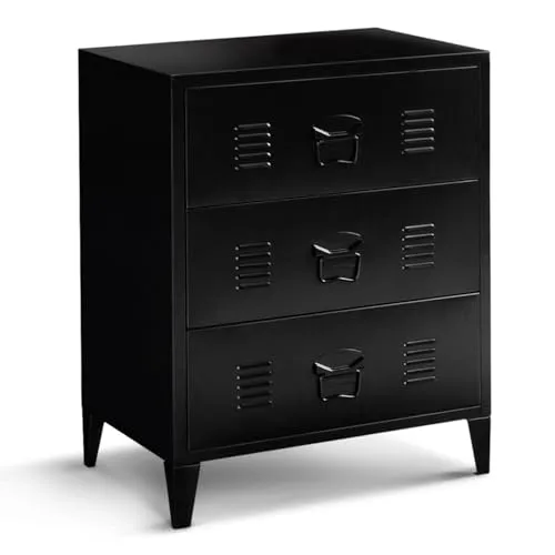 IDMarket - Kommode Ester 60 cm mit 3 Schubladen im Industriedesign - Stylische Kommode im angesagten Factory-Look, ideal für Schlafzimmer oder Flur. Bietet praktischen Stauraum und setzt moderne Akzente in Ihrem Zuhause.