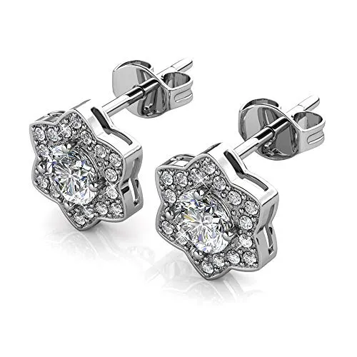 Juwelier Nagel Silber Ohrringe | Ohr-Schmuck | Mit Zirkonia im Brillantschliff | 925 Sterling Silber | Vergoldet mit 18K Weißgold | Princess
