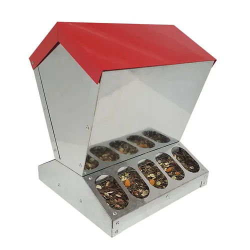 Futterautomat - Futterspender für Hühner mit Klappdeckel -10 Fressstellen -15 kg