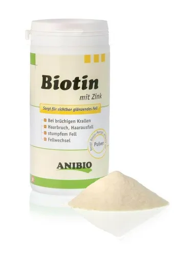 Anibio Biotin - Ergänzungsfuttermittel für Hunde und Katzen - 220 g - Haut- & Fellpflege bei Hunden, fördert gesundes Fell und beugt Biotin-Mangel vor, ideal bei Hautirritationen und Haarbruch.