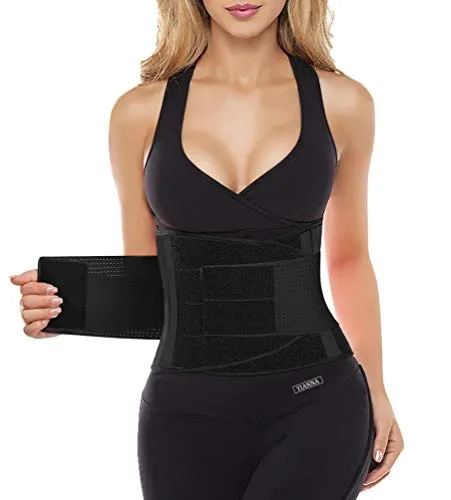 YIANNA Korsett Damen Bauchweg Stark Formend Sport Bauchweggürtel Bauchgurt Nach Geburt Waist Trainer Body Shaper Schwitzgürtel Corsage Shapewear Schwarz 8002 XL