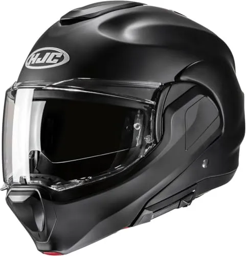 HJC F100 UNI Modularer Motorradhelm, XL - Modularer Motorradhelm mit hochmoderner AFC-Glasfaser-Verbundschale für hohe Stoßfestigkeit und geringes Gewicht. Einfacher Wechsel zwischen Vollgesicht- und Jet-Position, ideal für jeden Fahrstil.
