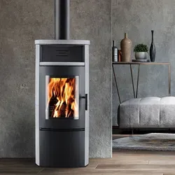 Eurohr Xero Kaminofen Schwarz mit Speckstein-Optik - Kaminöfen: Eleganter Kaminofen mit 7 kW Nennwärmeleistung, geschwungener Sichtscheibe und praktischem Warmhaltefach für langanhaltende Wärme und stilvolle Feuerpräsentation.