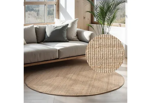 HANSE Home Jaipur Juteteppich Ø 160 cm – Nachhaltig und strapazierfähig - Teppiche aus 100% Naturfaser, ideal für Wohnzimmer, Esszimmer und Schlafzimmer. Robustes Design in Sisal-Optik, perfekt für Fußbodenheizungen.