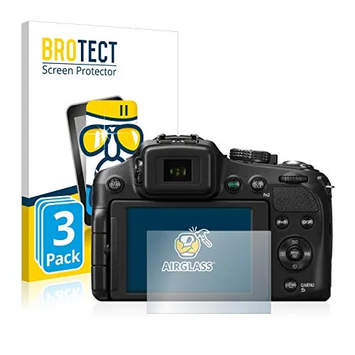 BROTECT Schutzglas für Panasonic Lumix DMC-FZ200 (3 Stück) Schutzfolie Panzer Folie Glas [Extrem Kratzfest 9H, Anti-Fingerprint, Ultra-Transparent]