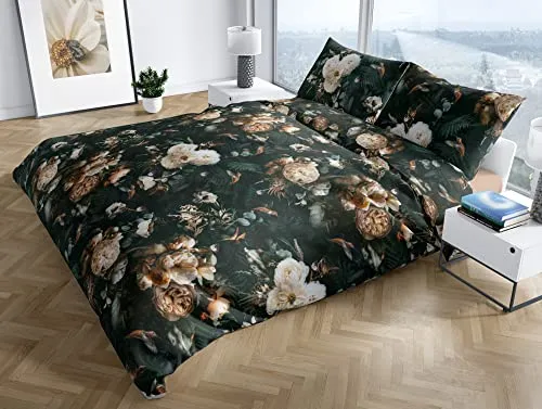 BETTWAESCHE-MIT-STIL Bettwäsche Mako Satin Floral Romantic - Bettwäsche-Set aus hochwertigem Mako-Satin, 2-teilig mit floralem Design. Angenehm weich und atmungsaktiv für erholsame Nächte.