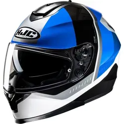 HJC C70N Alia Helm, schwarz-weiss-blau, Größe M für Männer - Leichter Motorradhelm mit aerodynamischer Polycarbonat-Schale und großem Visier für optimale Sicht. Ideal für Komfort und Sicherheit auf jeder Fahrt.