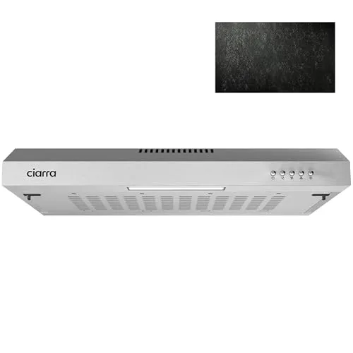 CIARRA Dunstabzugshaube 60cm - Platzsparendes Design, 3 Leistungsstufen - Dunstabzugshaube mit ultraschlankem Design für kleine Küchen, leise mit nur 62 dB(A) und 3 Leistungsstufen für optimale Luftreinigung.